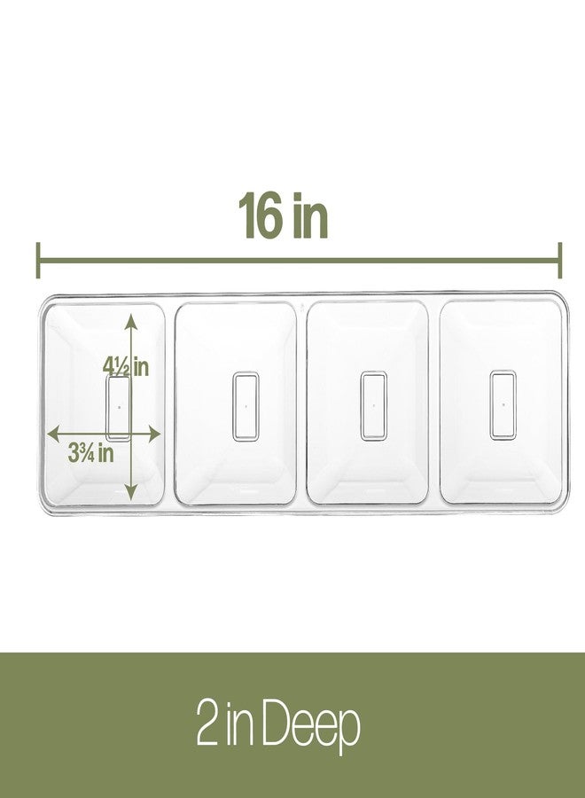 PLASTICPRO صينية تقديم بلاستيكية شفافة للاستخدام مرة واحدة من بلاستيك برو، مكونة من 4 أقسام مستطيلة، مقاس 5 × 16 بوصة، عبوة من قطعتين - Image 4